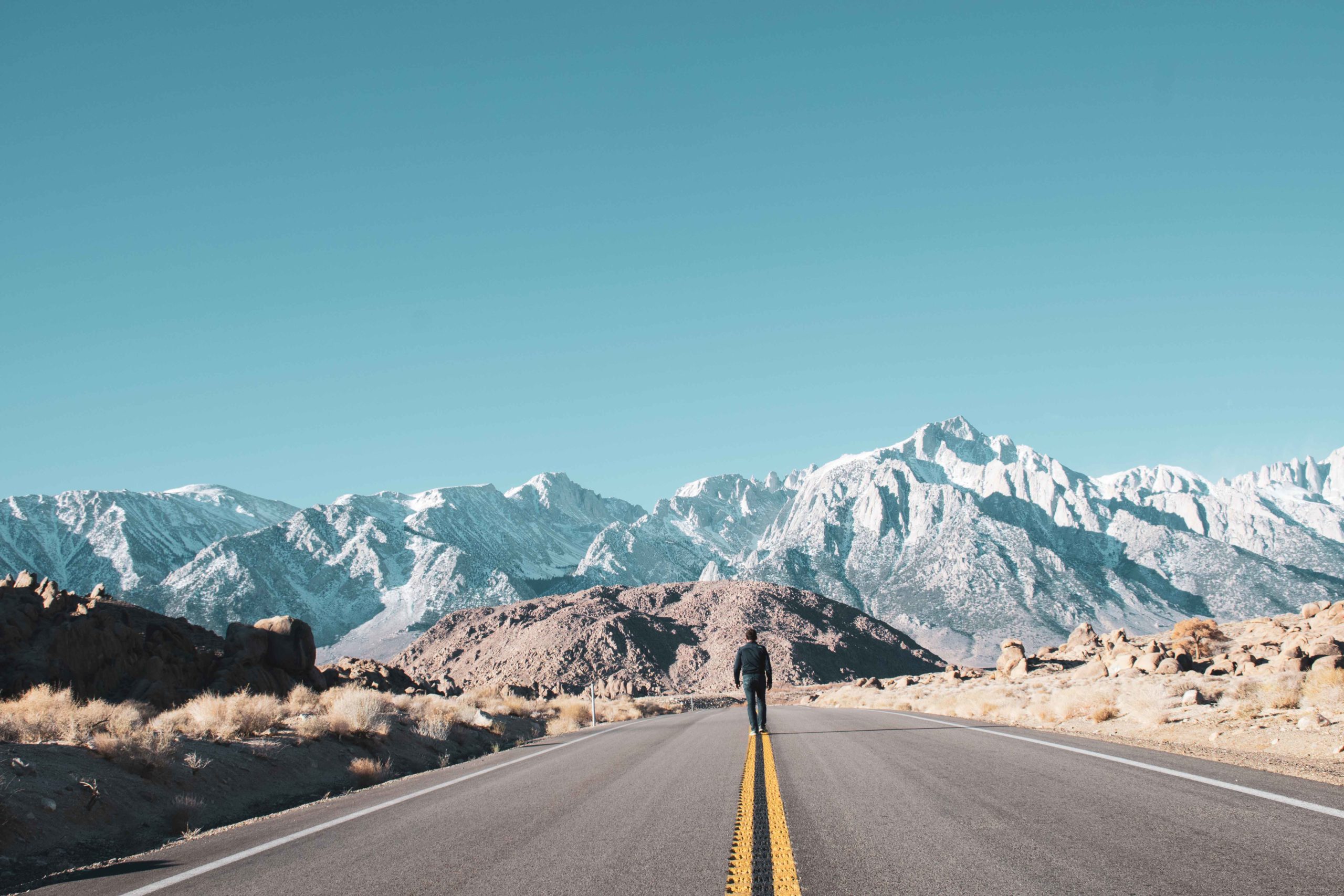 Walking the Road at Alabama Hills