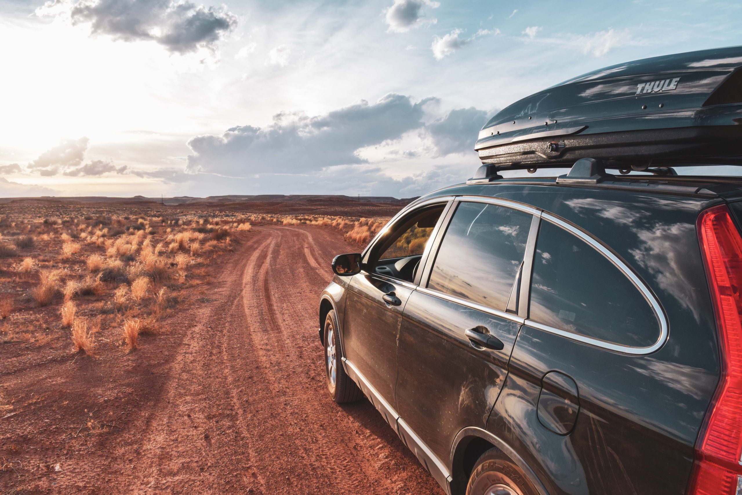 Road Trip Car with Roof Cargo Box