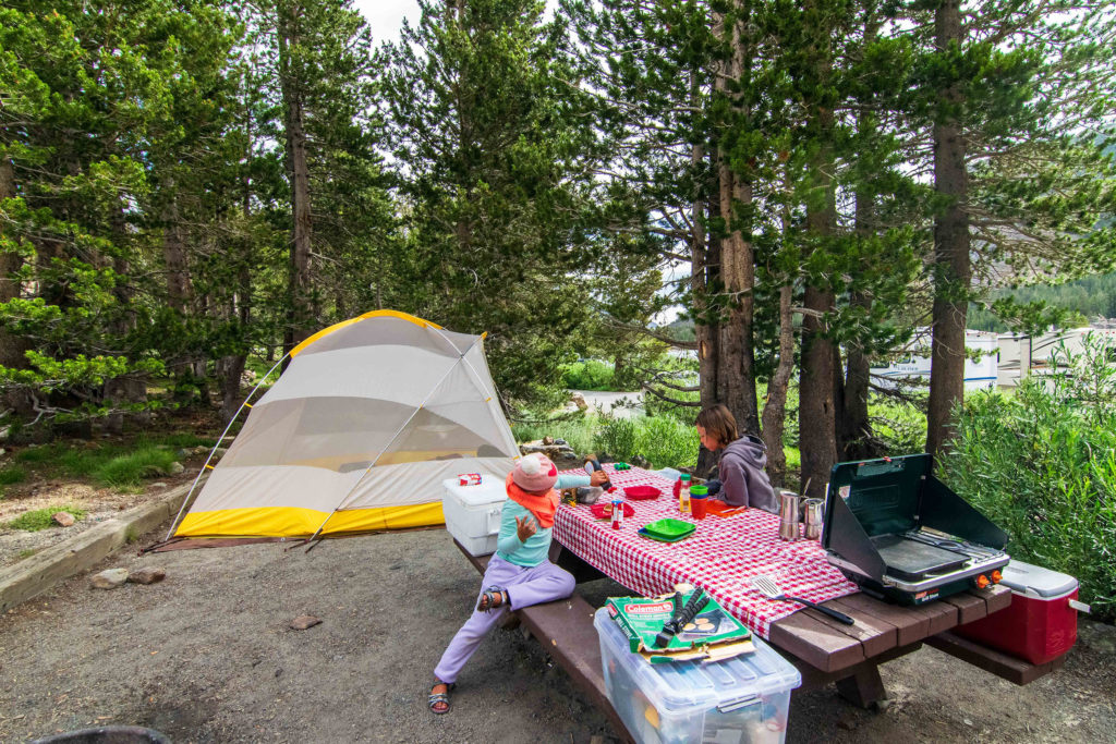 Family at a campsite